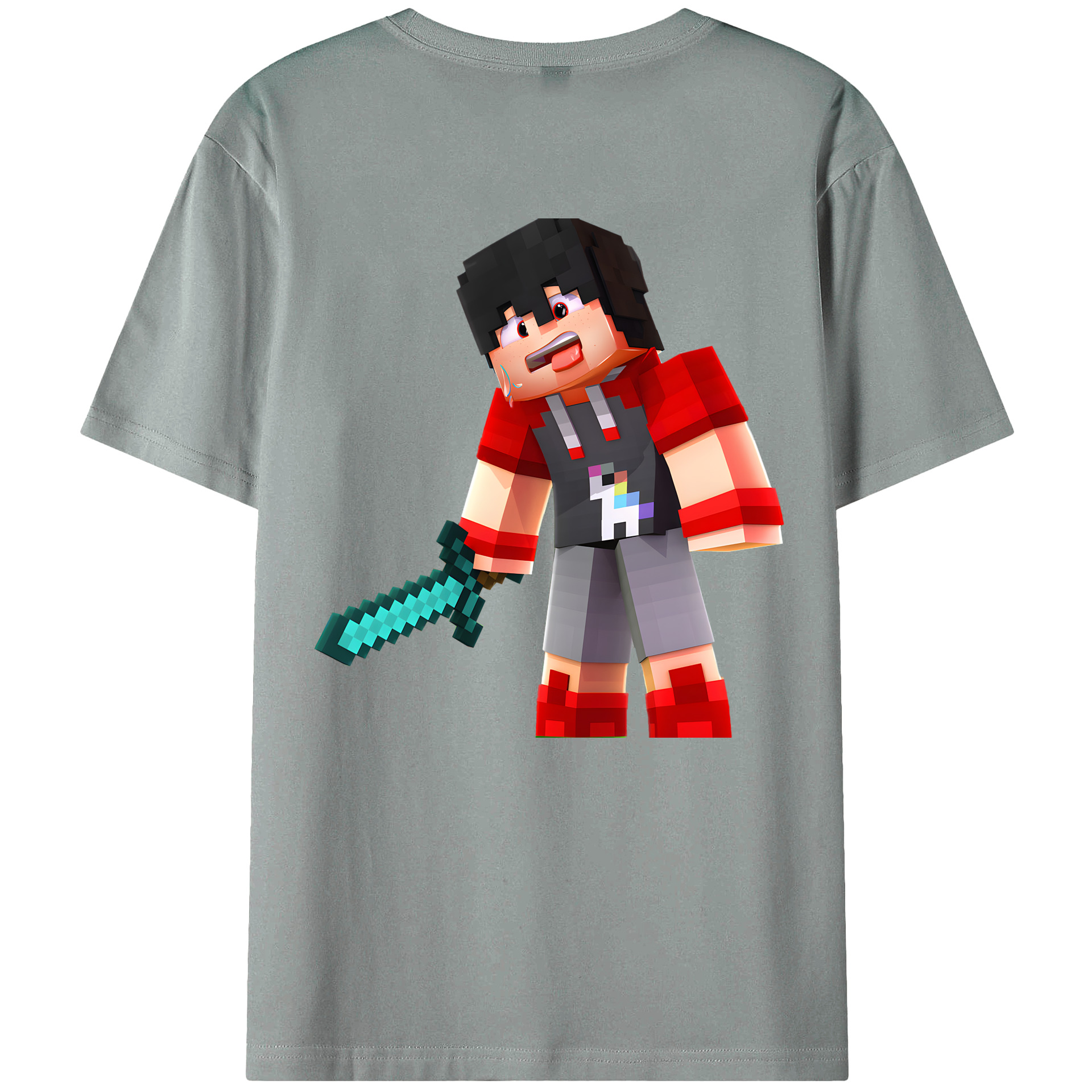 （画像用） マインクラフト ブロックの世界 Minecraft MC Block world 綿100％ メンズ半袖Tシャツ（バックプリント） 通気性